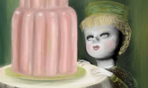 Pink Blancmange painting by Catherine Denvir